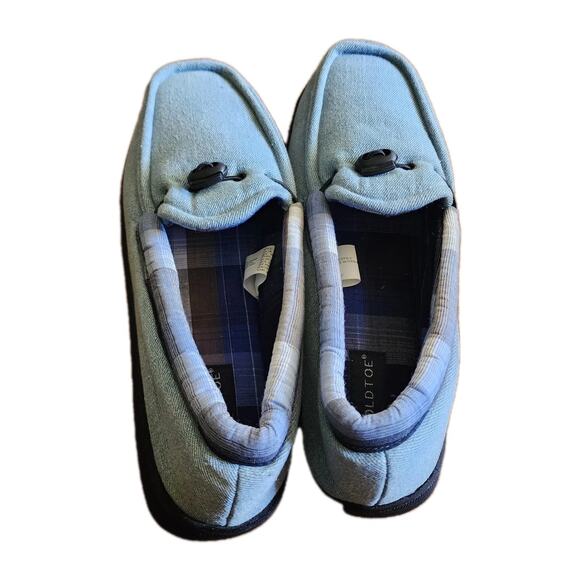 Men's Gold Toe Slippers Size 10D Blue Plaid Trim Hard Sole NEW - Picture 4 of 6